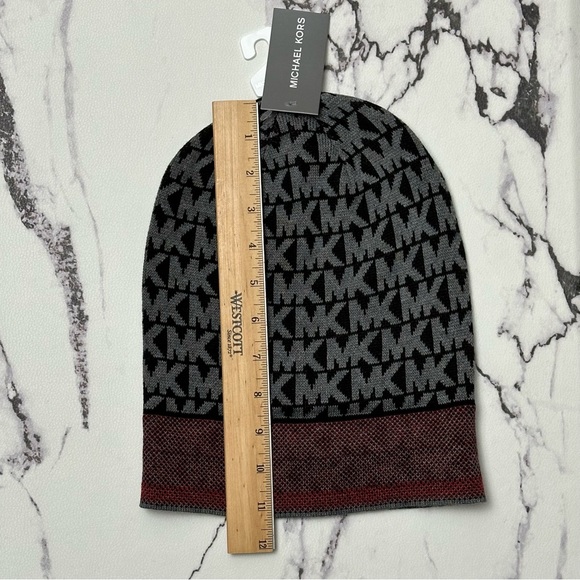 Michael Kors Men’s Beanie Winter Hat Gray Black 33916C Cuffed Style New NWT - Picture 9 of 14
